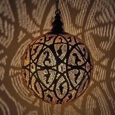 Arabische hanglamp Isra - gesloten bol - goudkleurig - maat L (Oosterse - Egyptische - Marokkaanse lampen)
