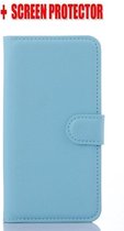 Samsung galaxy S6 blauw agenda wallet hoesje + screenprotector