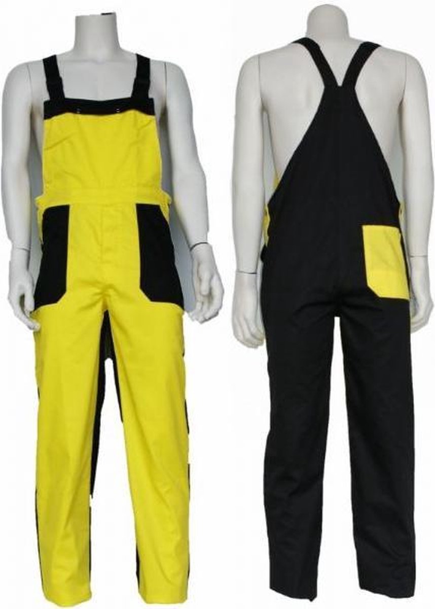 Yoworkwear Tuinbroek polyester/katoen geel-zwart maat 152