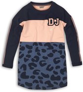DJ Dutchjeans Meisjes Jurk - Navy + dusty pink + mid blue - Maat 152