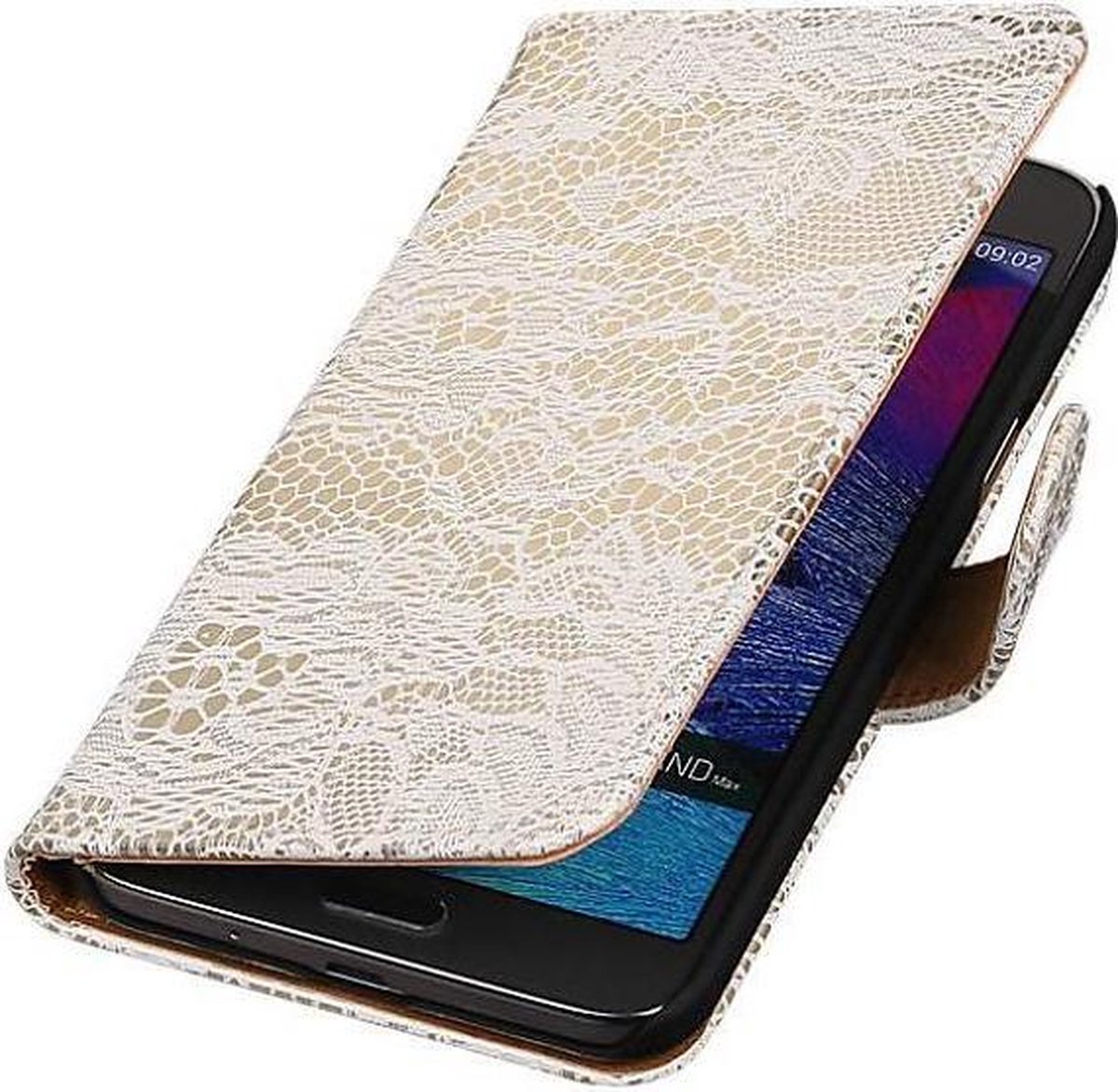 Lace Bookstyle Wallet Case Hoesjes Geschikt voor Grand MAX G720N0 Wit