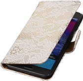 Lace Bookstyle Wallet Case Hoesjes voor Grand MAX G720N0 Wit