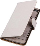 LG V10 - Croco Wit Booktype Wallet Hoesje