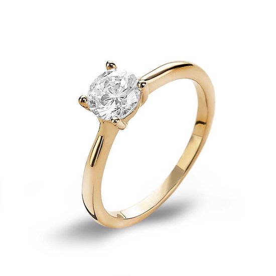 Twice As Nice Ring in 18kt verguld zilver, solitaire 6 mm 56
