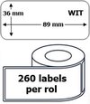 100x Dymo 99012 compatible 260 labels  / 36 mm x 89 mm / wit / papier