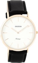 OOZOO Vintage C7761 - Horloge - Leer - Zwart - 40 mm