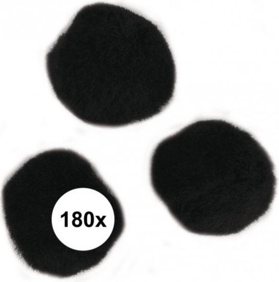 straal hel ontbijt 180x zwarte knutsel pompons 15 mm - hobby balletjes | bol.com