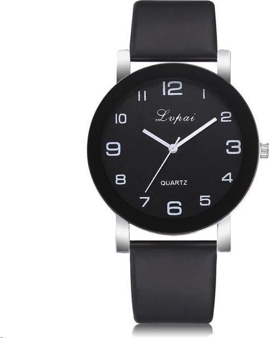 LVPAI Quartz Horloge | Zwart & Zwart | PU Lederen Band | Ø 35 mm | Fashion Favorite - Fashion Favorite