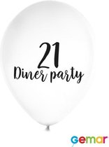 Ballonnen 21 Diner Wit met opdruk Zwart (helium)