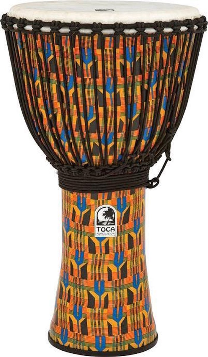 Toca SFDJ-12K Synergy Freestyle Djembe Rope Kente Cloth djembé