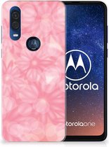 Back Case Motorola One Vision TPU Siliconen Hoesje Spring Flowers
