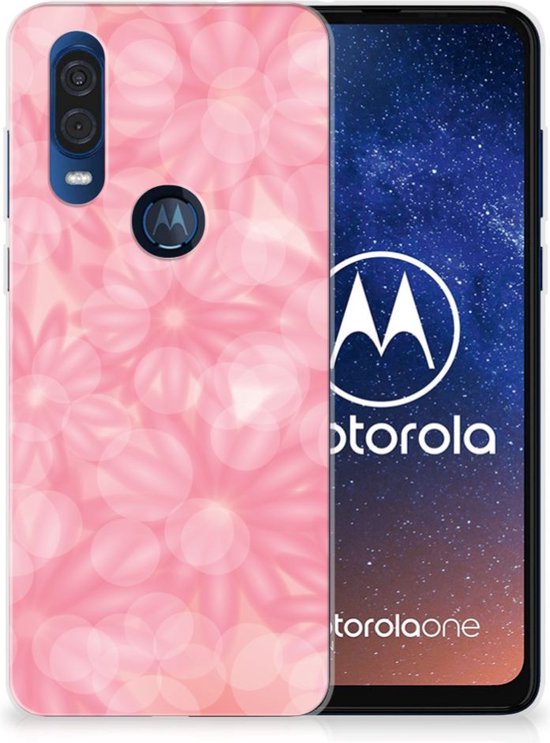 Back Case Motorola One Vision TPU Siliconen Hoesje Spring Flowers