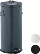 Relaxdays pedaalemmer „retro“ 30 liter - prullenbak met pedaal - XL afvalemmer - rond - grijs
