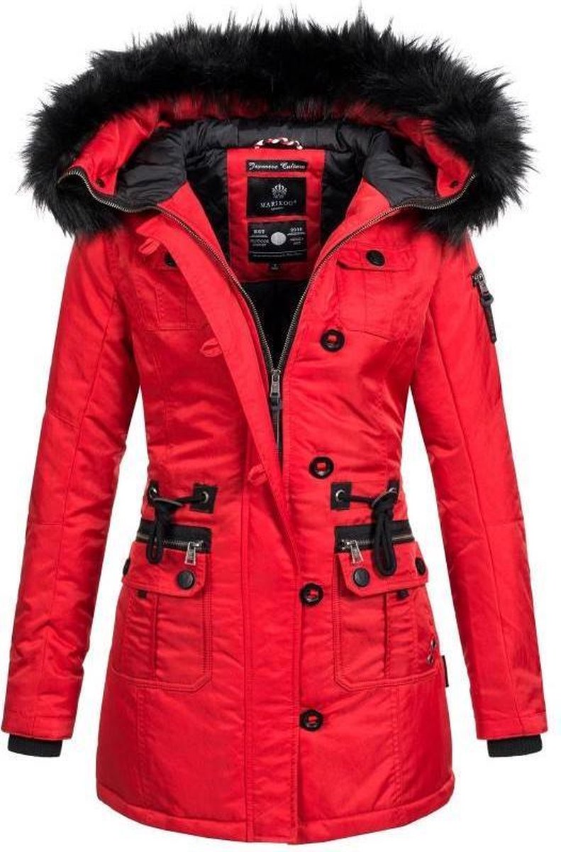 Warm Dames winter Winterjas rood |