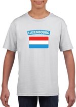 T-shirt met Luxemburgse vlag wit kinderen M (134-140)