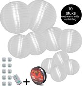 Nylon Lampion voordeelpakket - Incl Warm witte verlichting met afstandsbediening - Lampionnen voor binnen en buiten