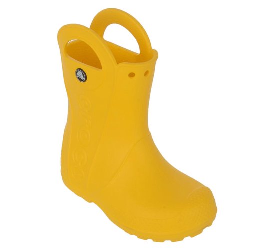 Botte de pluie Crocs jaune avec boucle arrière.