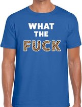 What The Fuck tijgerprint heren T-shirt blauw XL