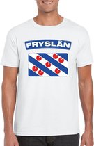 T-shirt met Friese vlag wit heren XL