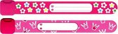 Infoband polsbandjes - Set van 2 SOS naambandjes voor kinderen - 1 x Bloemen en 1 x Prinsessen - Roze