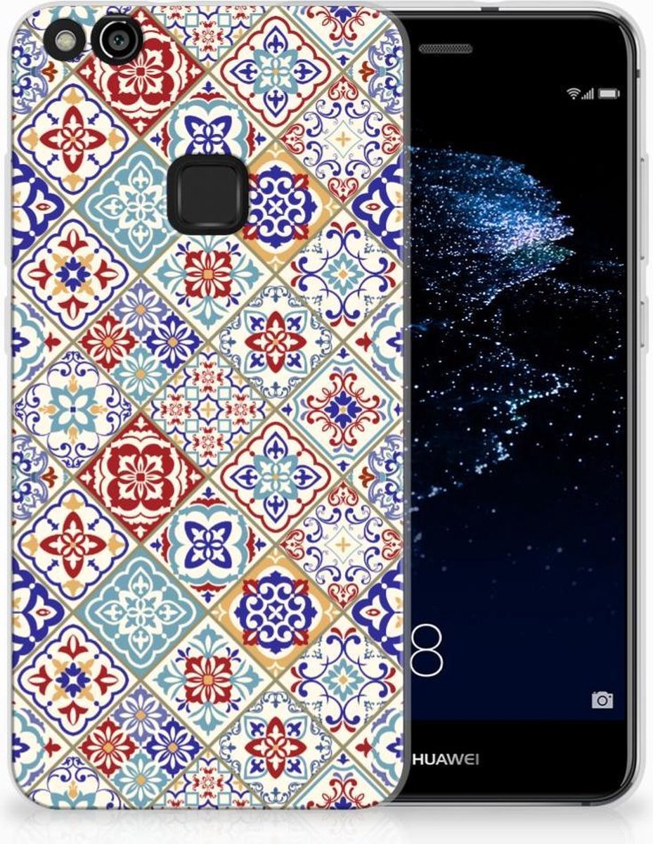 Huawei P10 Lite TPU Siliconen Hoesje Tiles Color
