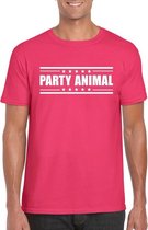 Party animal t-shirt fuchsia roze heren 2XL