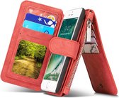 Apple iPhone 7 Plus / 8 Plus Hoesje Portemonnee Luxe Lederen Wallet Case met Afneembare Back Cover iCall - Rood