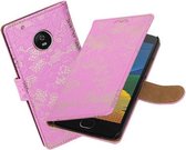 BestCases.nl Étui de type livre Motorola Moto G5 Plus Lace Plain Rose