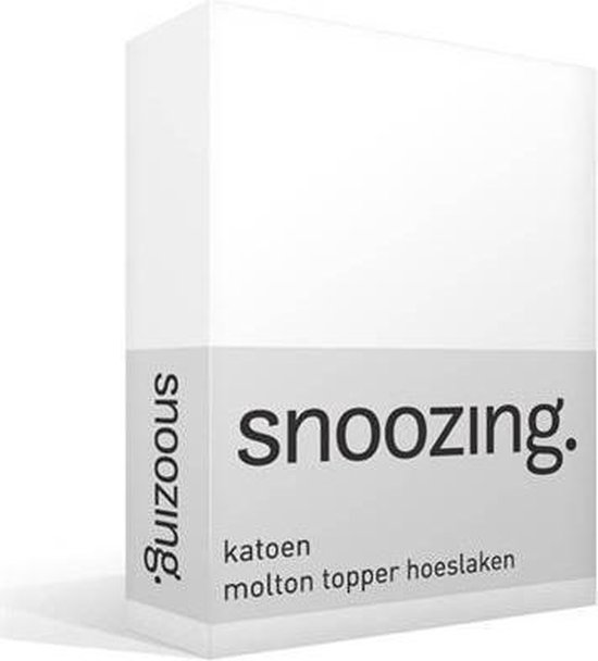 Snoozing - Katoen - Topper - Molton - Hoeslaken - Eenpersoons - 80x220 cm - Wit