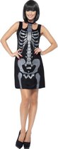 Spook & Skelet Kostuum | Zwarte Skelet Jurk Vrouw | Medium | Halloween | Verkleedkleding