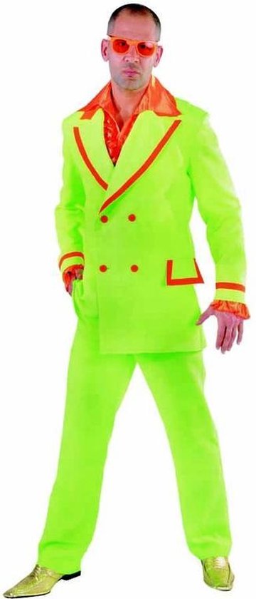 bar stem Afzonderlijk Kostuum disco Neon Groen met Oranje - Carnaval kleding maat S | bol.com