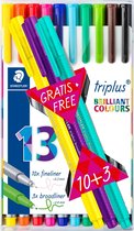 STAEDTLER triplus fineliner - etui 10 + 3 happy colours gratis