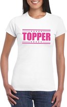 Topper t-shirt wit met roze bedrukking dames XS