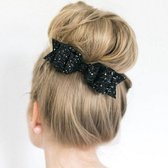 Glitter Haarclip - Grote Strik voor o.a. Kerst - Haarspeld Strikje - Mooie Haar Clip voor leukste haar stijl - Zwart