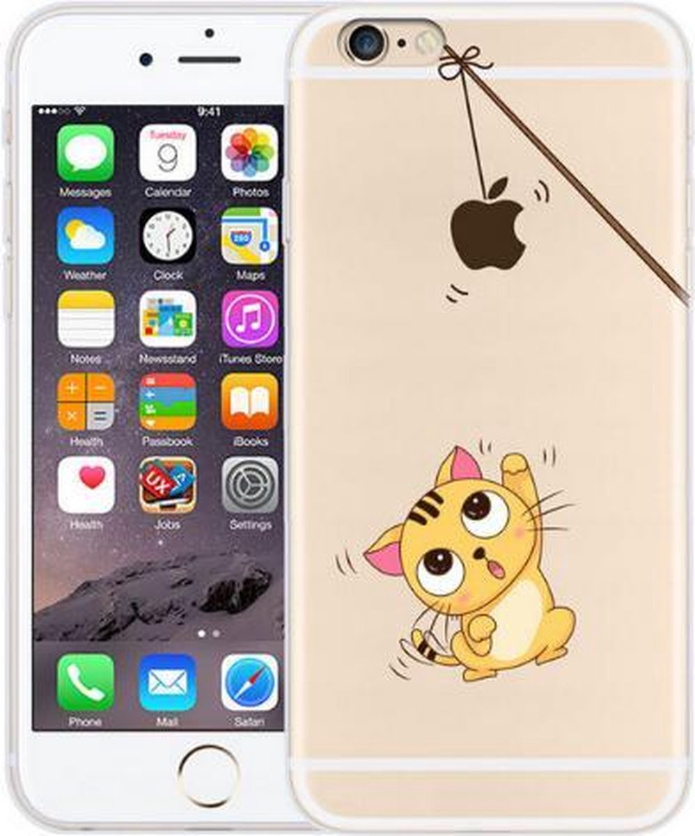 Apple Iphone / 6S Siliconen hoesje (Grappig katje) |