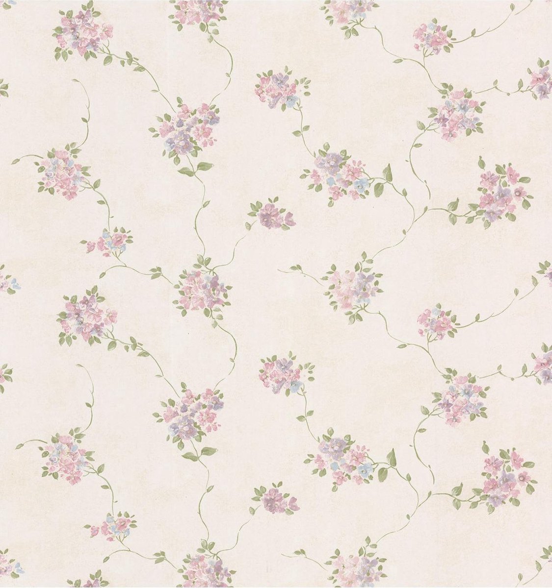 Dollhouse 3 Floral Trail roze/paars  behang (vlakvinyl, beige)
