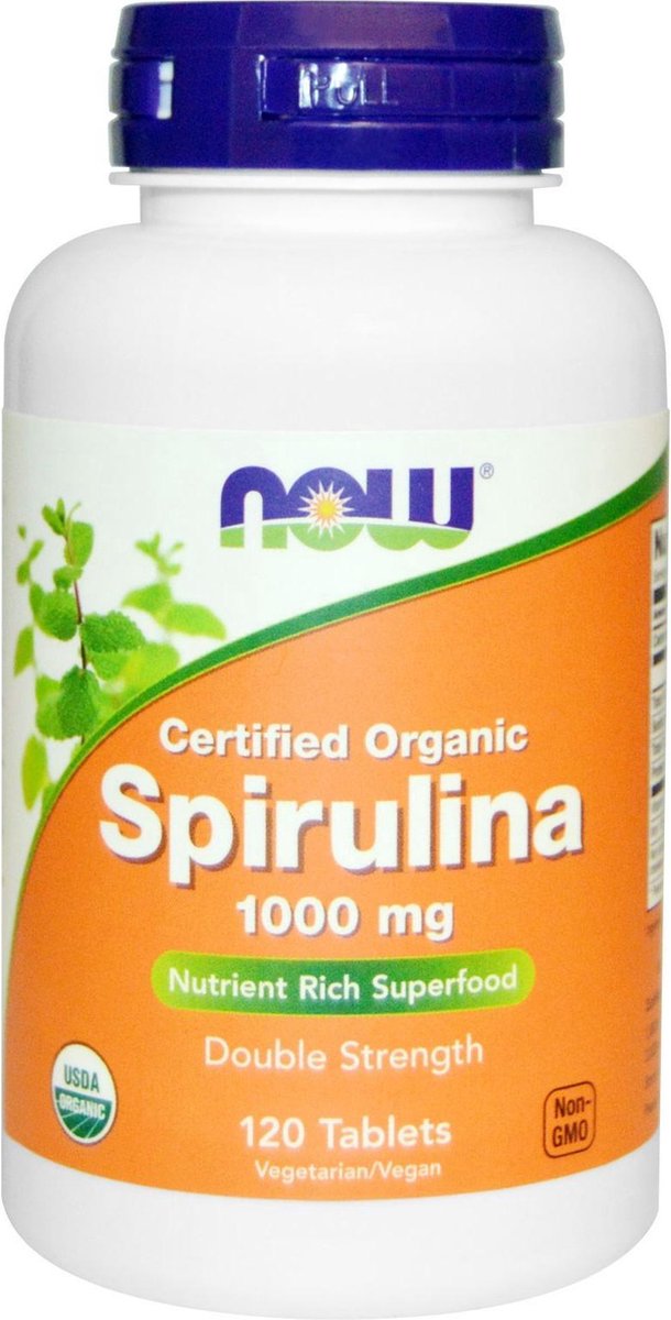 Goedkoopste NOW Foods - Certified Organic Spirulina 1000 mg (120 Tablets