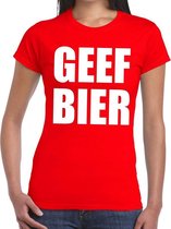 Geef Bier tekst t-shirt rood dames XS