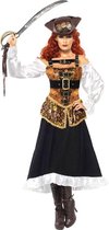 Smiffy's - Steampunk Kostuum - Steampunk Stijlvolle Pirate - Vrouw - bruin - Small - Carnavalskleding - Verkleedkleding