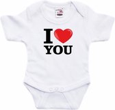 Wit I love you rompertje baby - Babykleding 92 (18-24 maanden)