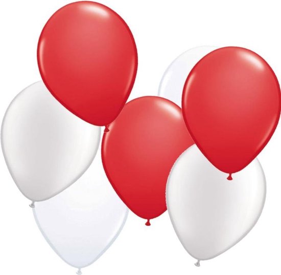 domesticeren Baffle Fitness 100 ballonnen wit en rood | bol.com