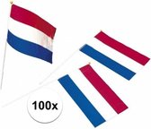 100x Kunststof zwaaivlaggetje Holland
