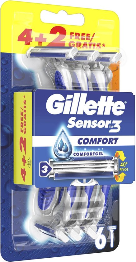 Gillette Sensor3 Comfort Wegwerpmesjes Mannen - 6 stuks - Gillette
