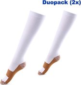 Duopack (2x) compressie sokken wit koper - Compressie kousen - Vliegtuig sokken - Steunkousen reis - Maat 36-41
