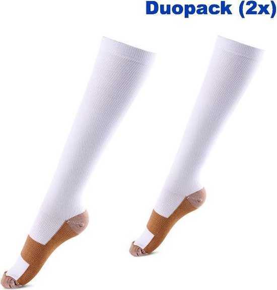 Duopack (2x) compressie sokken wit koper - Compressie kousen - Vliegtuig...