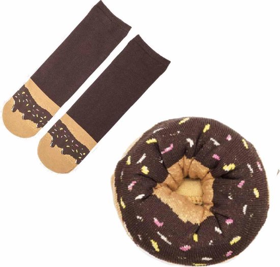 Donut sokken | sokken in de vorm van een Donut |Fudge met regenboog sprinkles