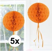 5x Decoratie bol oranje 30 cm