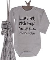 Baby Rompertje unisex Laat mij niet mijn oom en tante moeten bellen! | Lange mouw | wit | maat 74/80