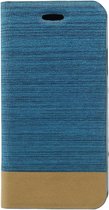 Shop4 - iPhone X Hoesje - Book Case Denim en Leer Licht Blauw