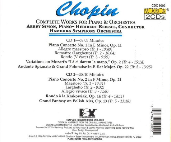 Chopin: Complete Works for Piano & Orchestra | 0047163500220